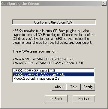Pilih setingan untuk CDROM atau image file